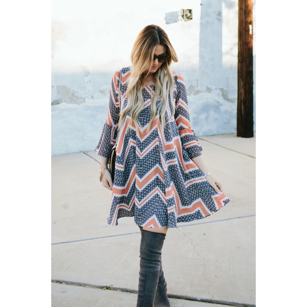 Paper Crown | Anthropologie | Bell Sleeve| Swing Shift Dress | Size XS